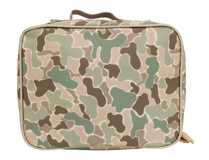 Rectangular pouch with camo pattern on a white background