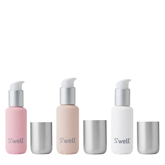 S'well travel pump bottle set cosmetics skincare container pink