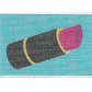 Lipstick with pink cap on a blue background