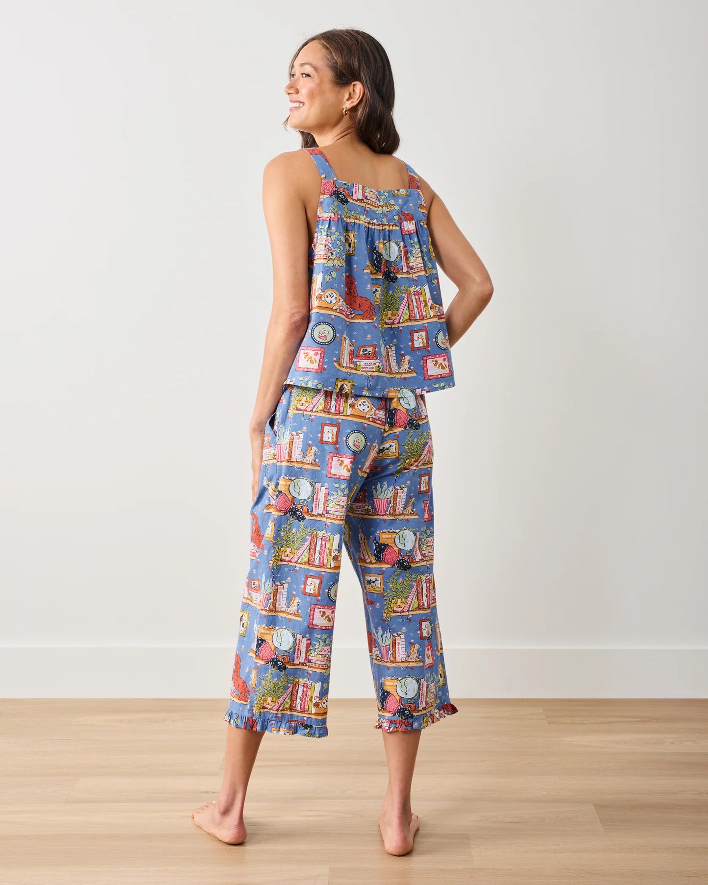 Unleashed Stories in Bookkeeper Blue Cropped Pant Pajama Set