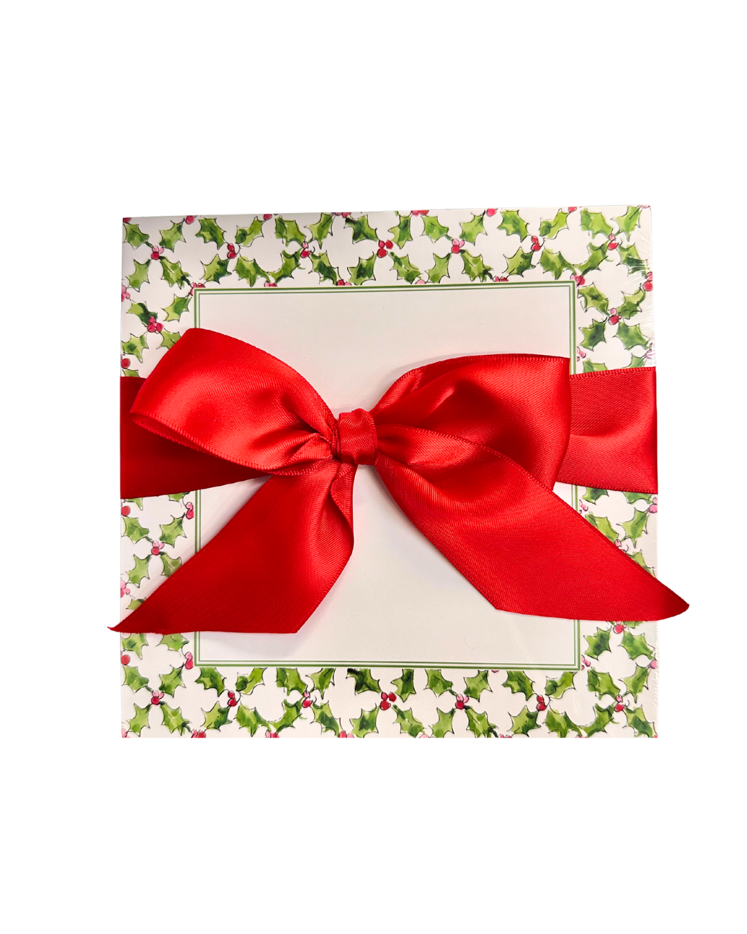 Short Block Notepad - Holly with Berries Gingham Border
