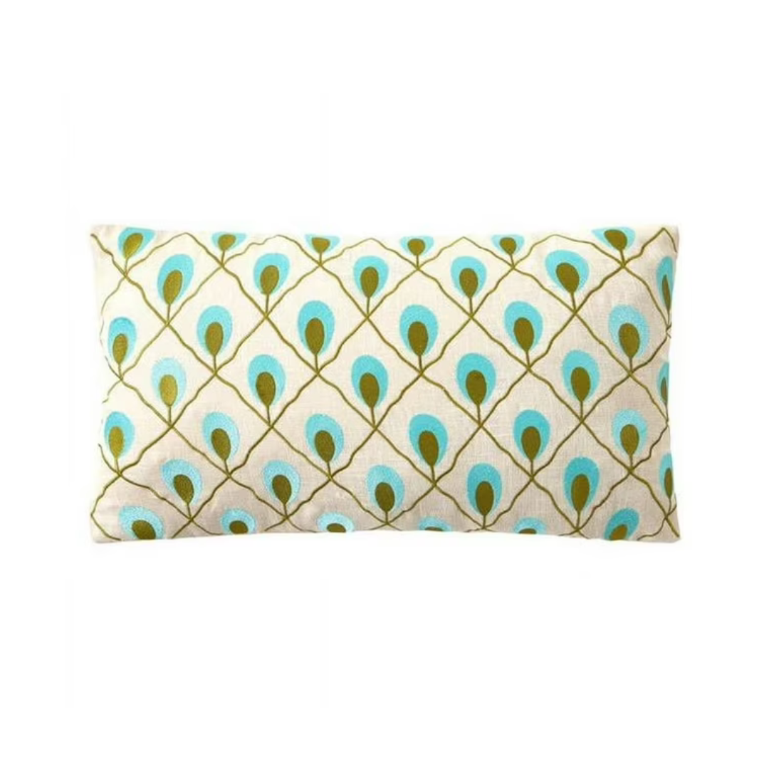 Roseville Blue Multi Embroidered Pillow