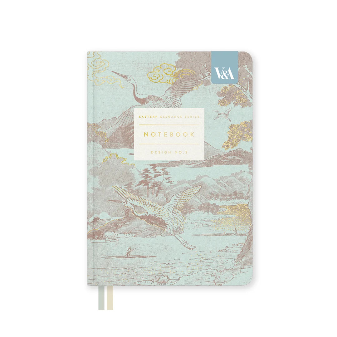 Notebook with bird illustration on a light blue background