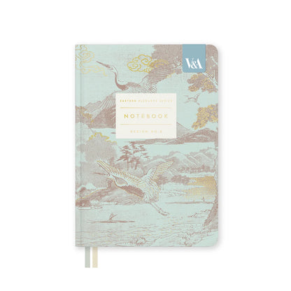 Notebook with bird illustration on a light blue background