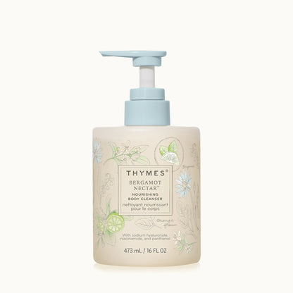 Thymes body cleanser bottle with pump on a white background