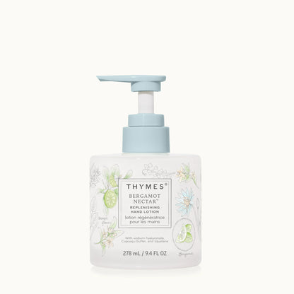 Thymes hand lotion bottle with pump on a white background