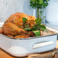 Golden Rabbit White Roasting Pan Lasagna Pan with lid enamelware 