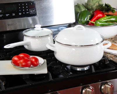 Golden Rabbit White Enamel small sauce pan 