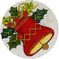 Red plaid bell with green leaves on a white background