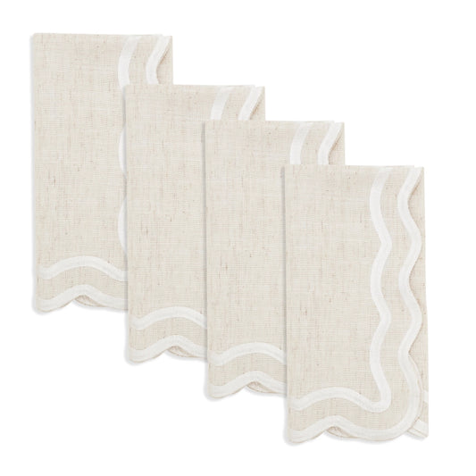 Scalloped Edge Cloth Napkin Set of 4