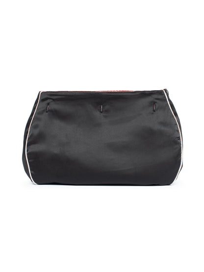 Black bag with white trim on a white background