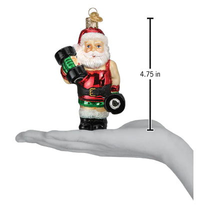 Old World Christmas Bodybuilder Santa glass ornament 