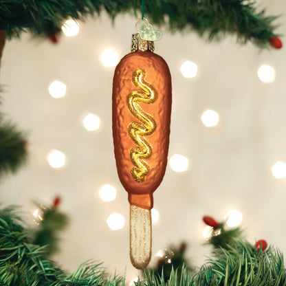 Old World Christmas Corn Dog glass ornament 