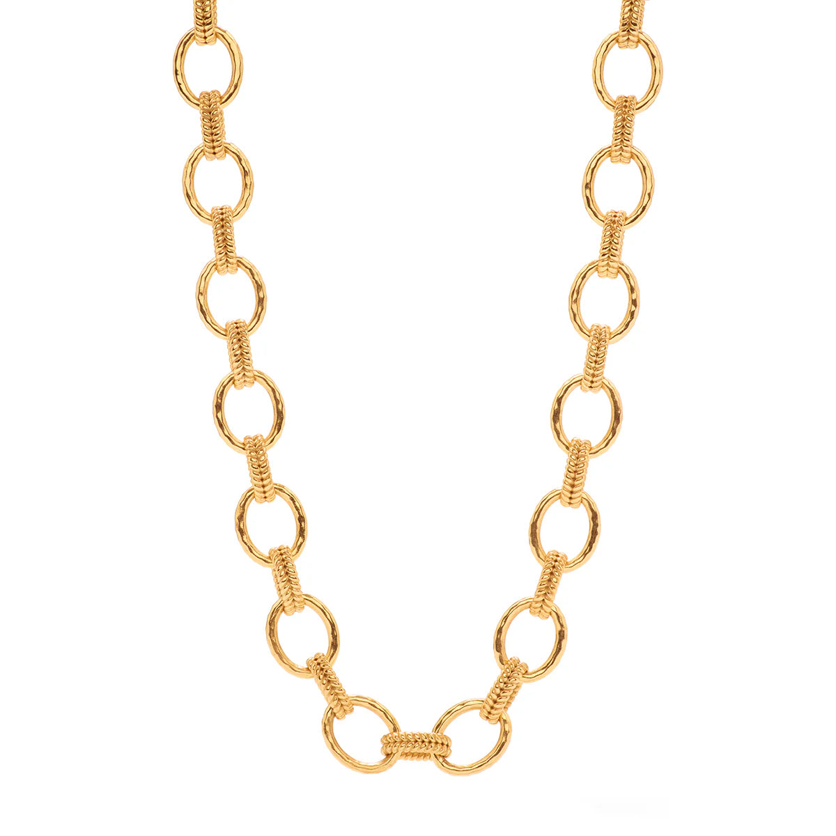 Gold chain necklace on a white background