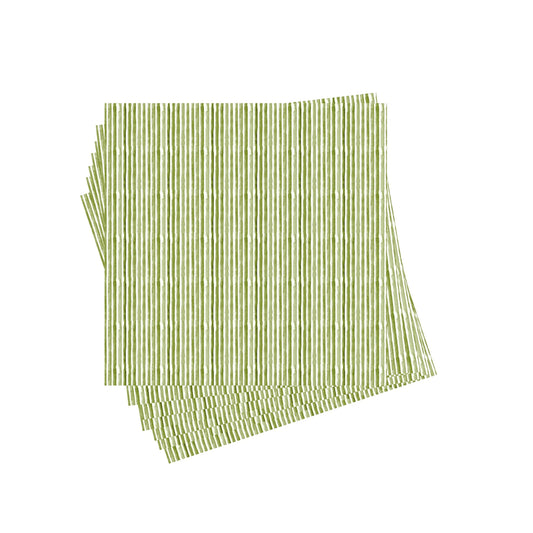 Green Watercolor Striped Cocktail Napkins