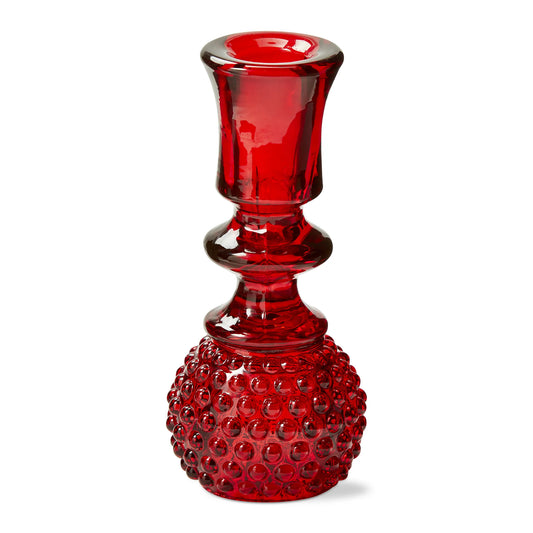 Red Hobnail Tealight + Taper Candle Holder