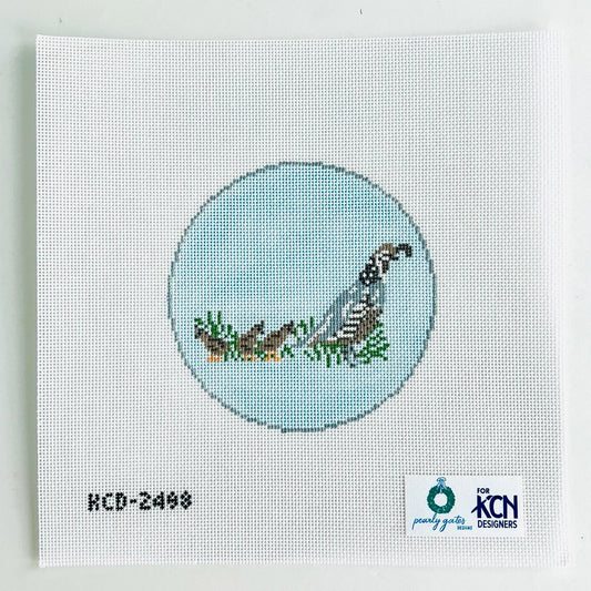 Hunting Quail Round Canvas