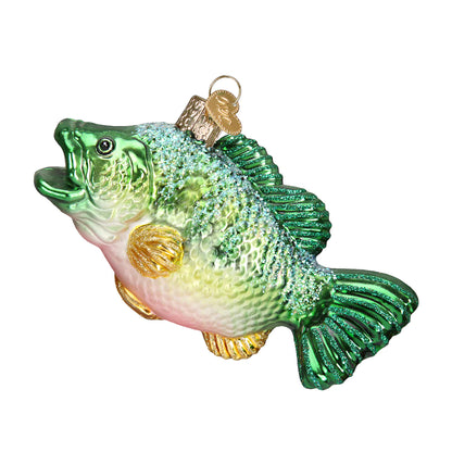 Old World Christmas Largemouth Bass green fish glass ornament 