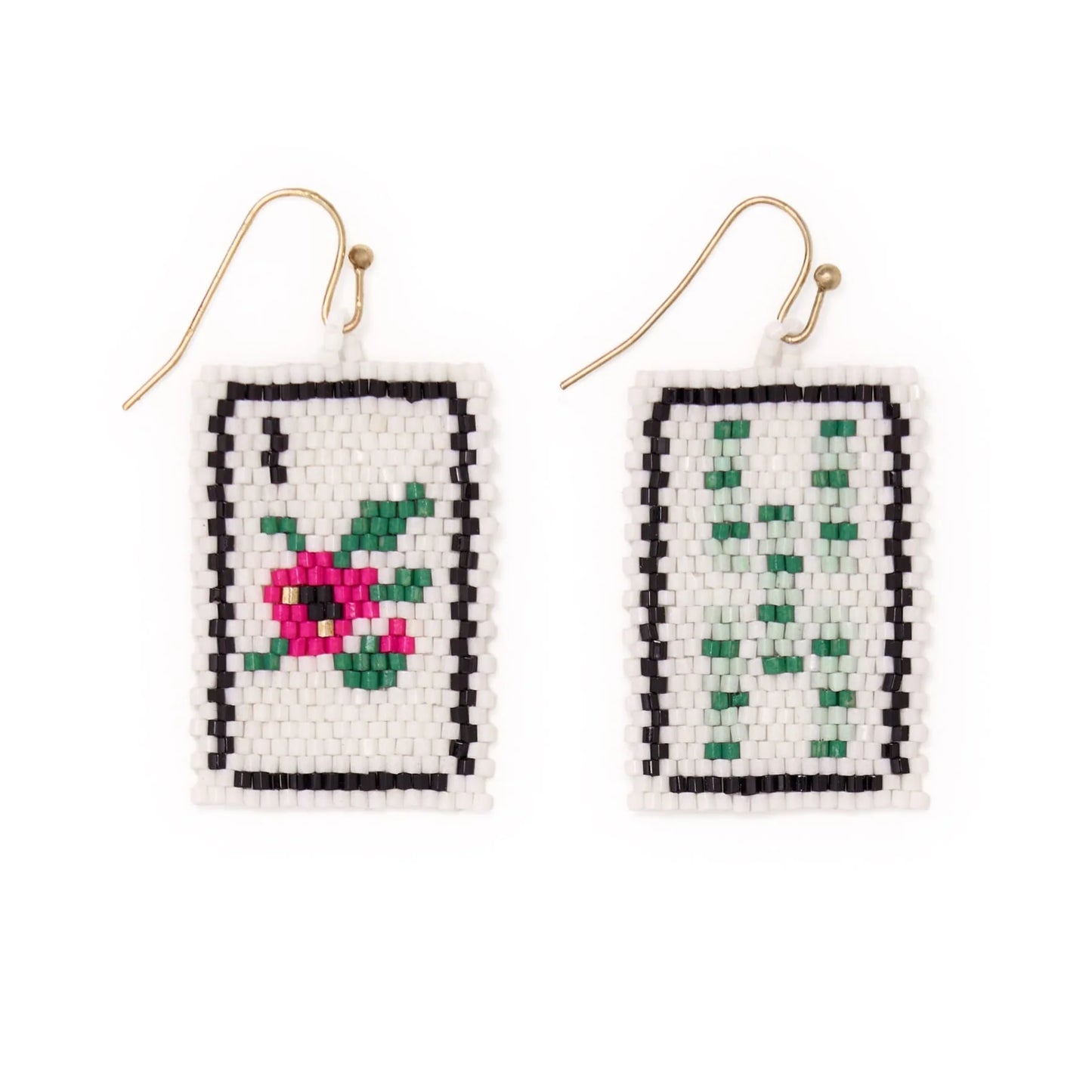Mahjong Tile Beaded Earrings