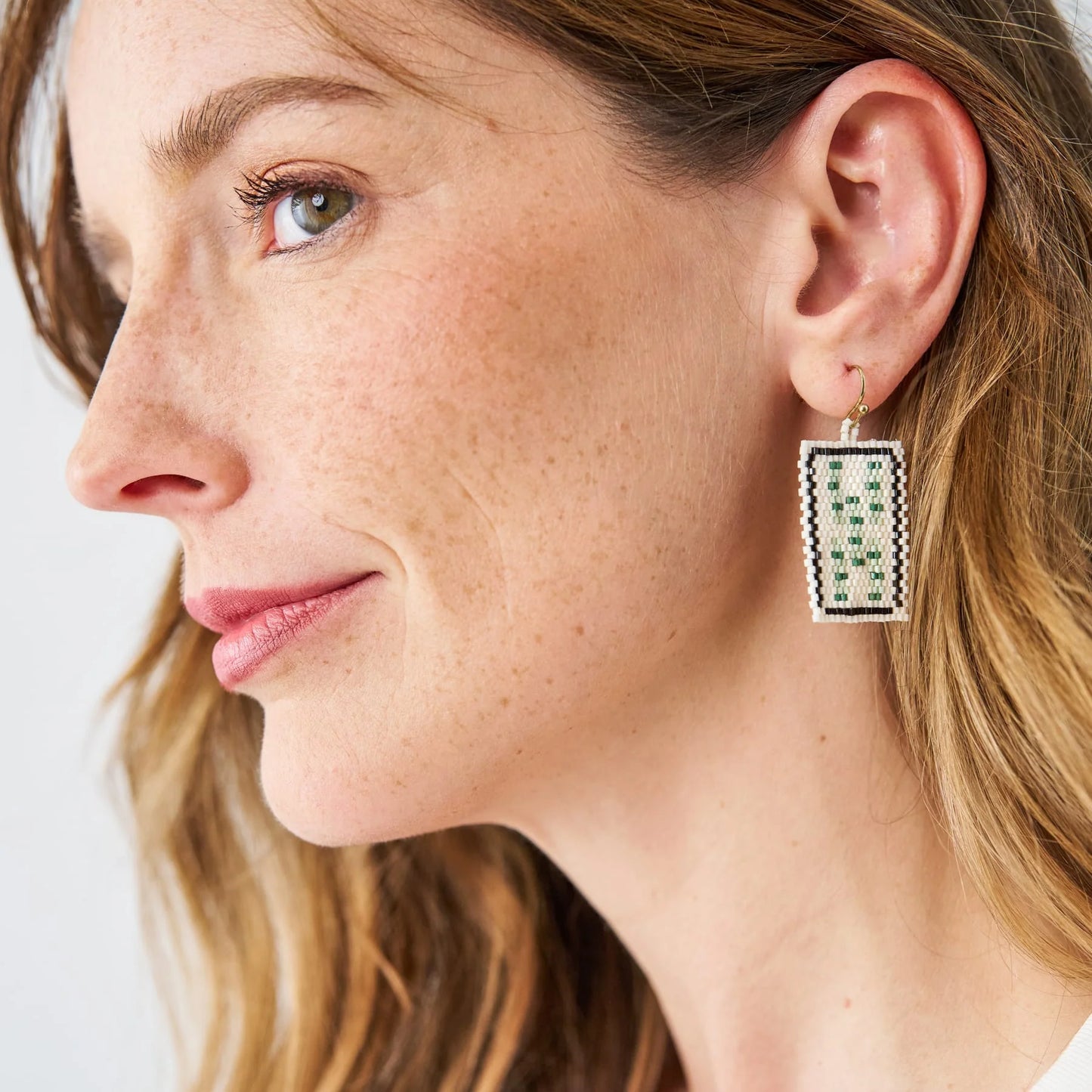 Mahjong Tile Beaded Earrings