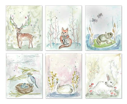 Over The Moon Whimsical Animals Nursery Prints 