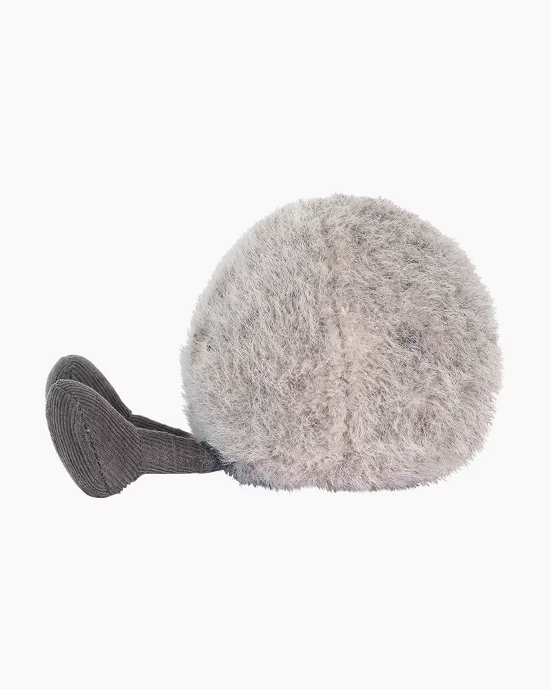 Gray fuzzy ear muff on a white background