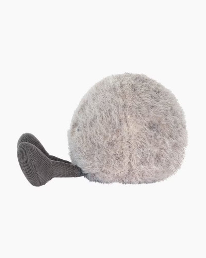 Gray fuzzy ear muff on a white background