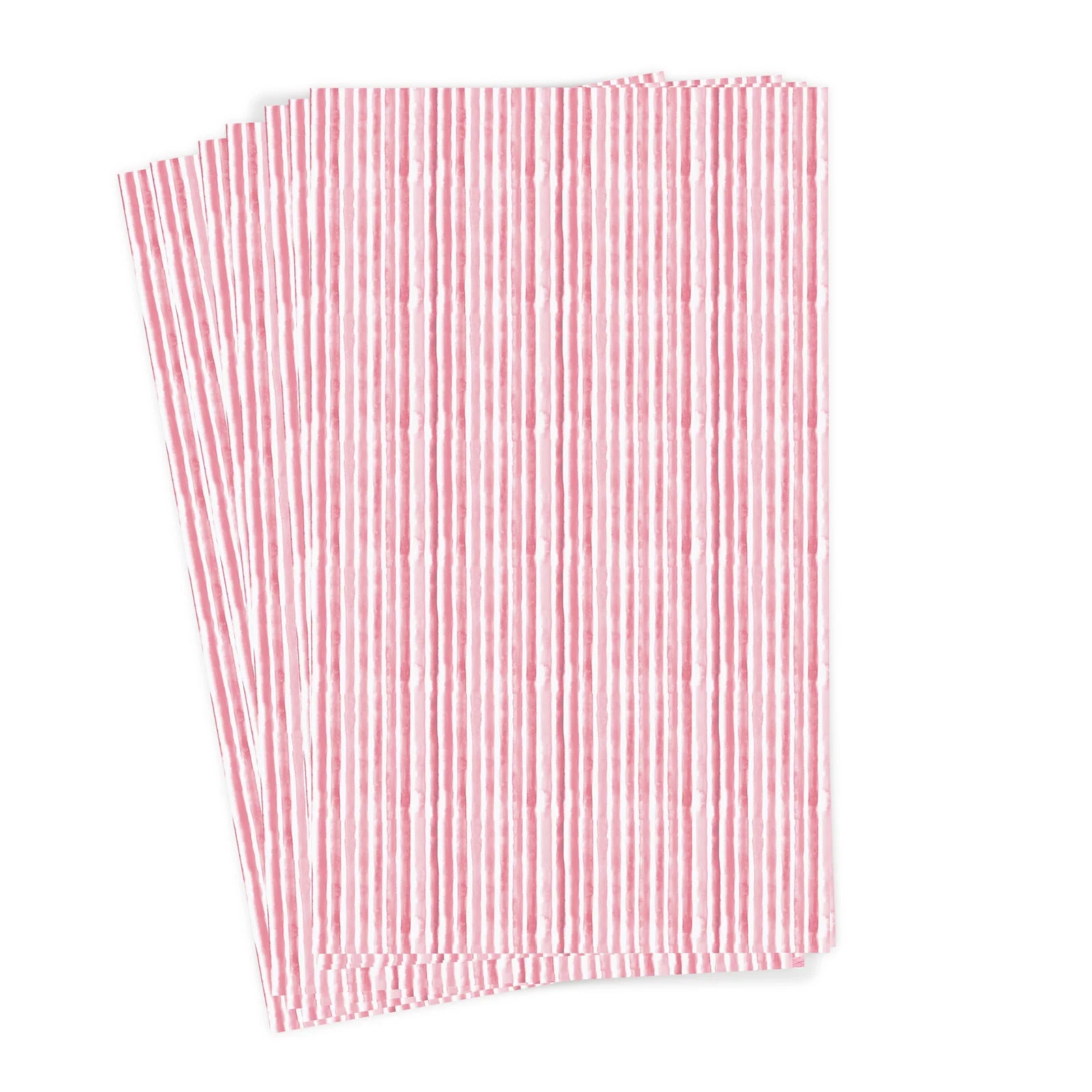 Two pink and white striped towels on a white background
