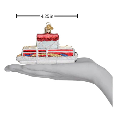 Old World Christmas Pontoon Boat Ornament 