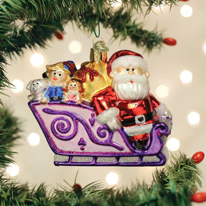 Old World Christmas Santa and Friends glass ornament Santa's Sleigh  
