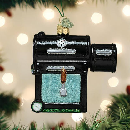 Old World Christmas BBQ Smoker glass ornament 