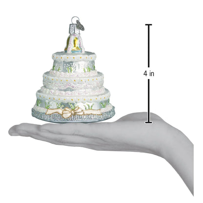 Old World Christmas Wedding Cake glass ornament dimensions 