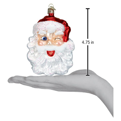 Old World Christmas Winking Santa glass ornament 