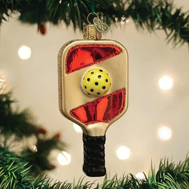 Old World Christmas Pickleball Paddle glass ornament 