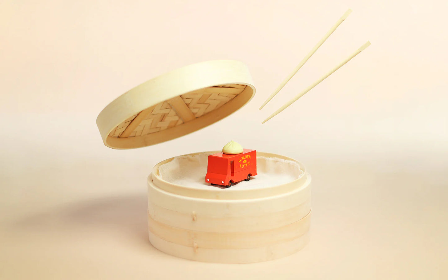 Candylab Golden Lotus Dumpling Van wood and diecast toy car for kids