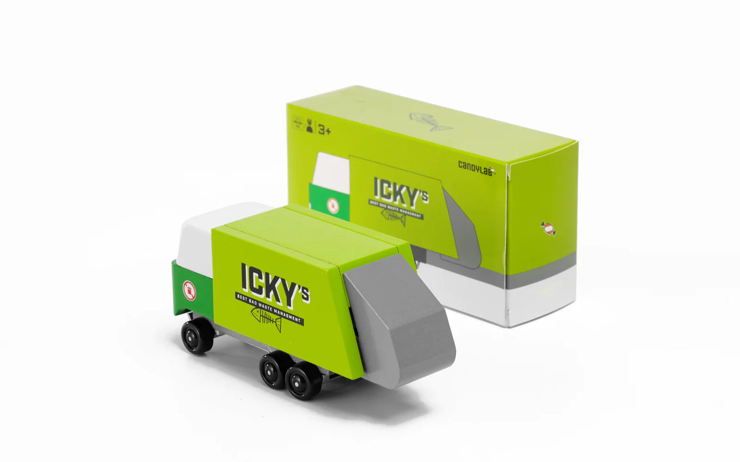 Candylab Icky's Garbage Truck wooden and diecast toy car for kids