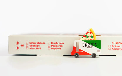 Candylab Enzo's Pizza Van toy wooden and diecast car for kids