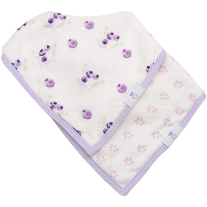 Goosewaddle bib set blueberries and purple flowers