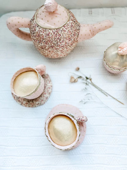 Pink Floral Plush Tea Set